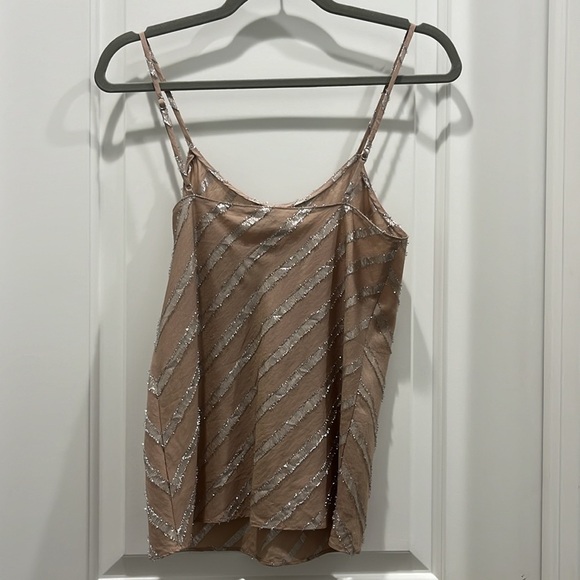 Current Air Mauve Spaghetti Strap Tank Silver Metallic Stripes Sz XS - Picture 4 of 6